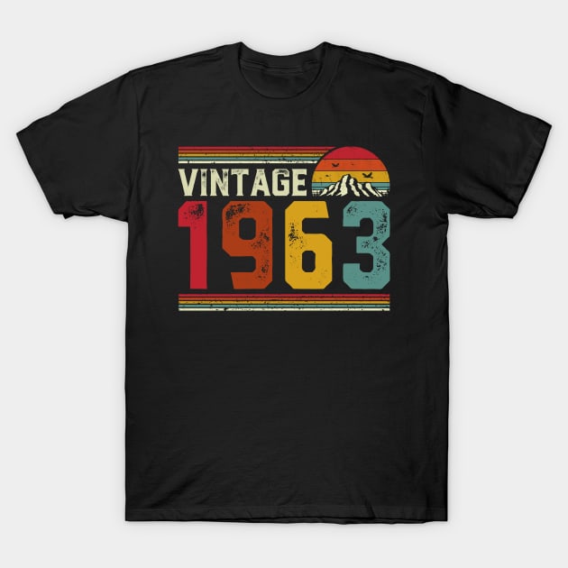 Vintage 1963 Birthday Gift Retro Style T-Shirt by Foatui